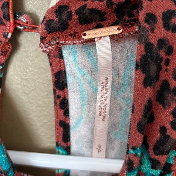 Free People Retro Romance Midi Dress Leopard Floral Chocolate Size Small - Picture 4 of 8